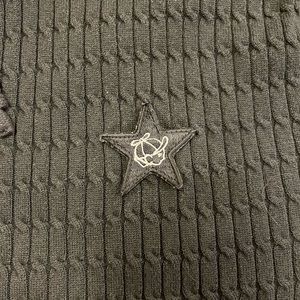 Vintage “Play Clothes” sweater-hoodie with athletic-stripes arm-band